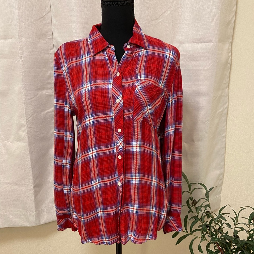 Gap Button Down Shirt with Pocket Red Medium